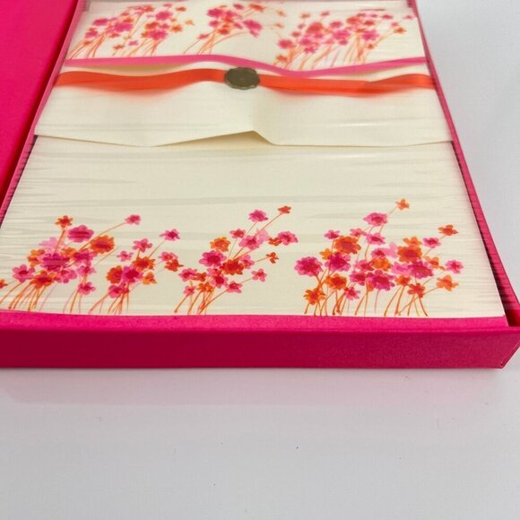 Vintage Hallmark Stationery Straw Flowers Pink White New Unused 1970s - Picture 3 of 5